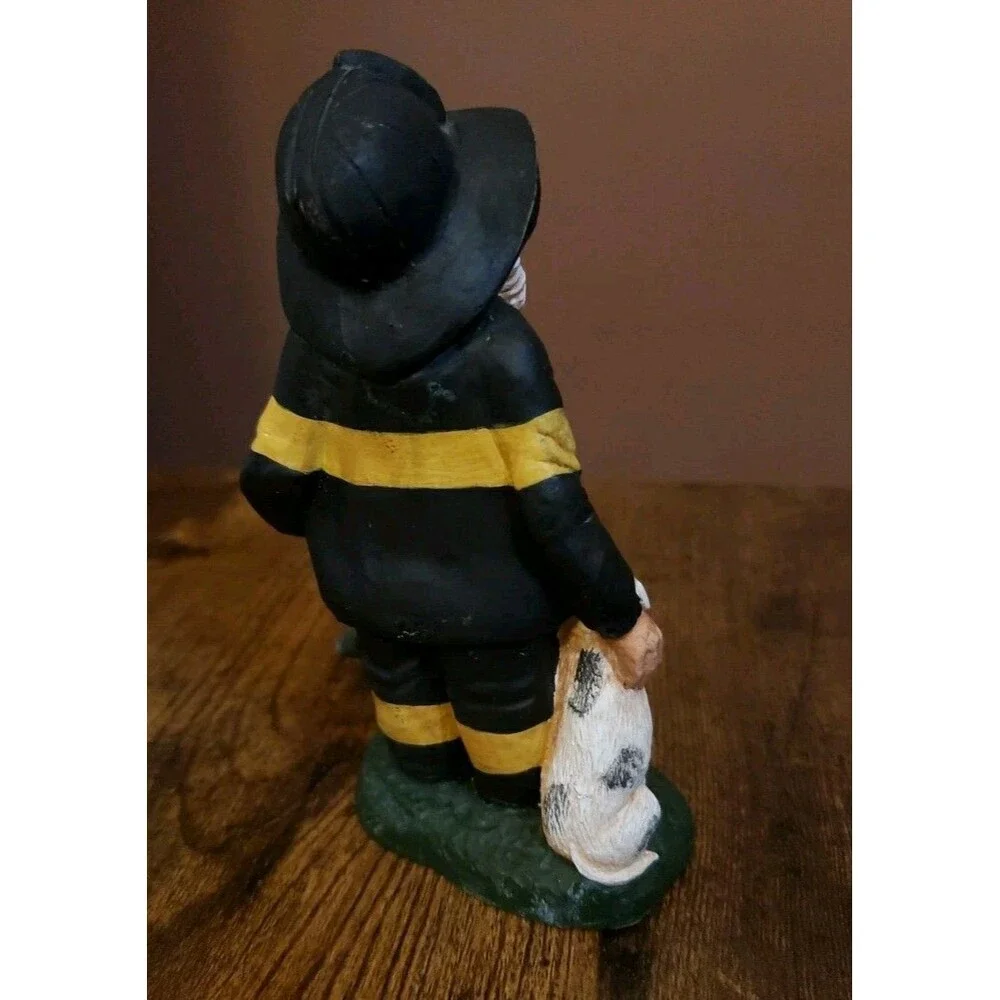 Fireman Dog Figurine Santa Axe TNT Vintage 1993 Christmas Black Yellow Dalmatian